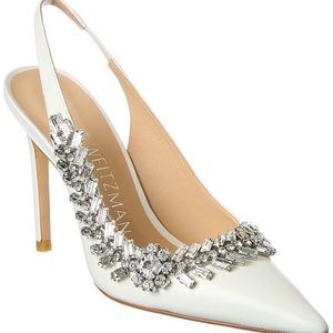 Stewart weitzman size 7 white sling back heel